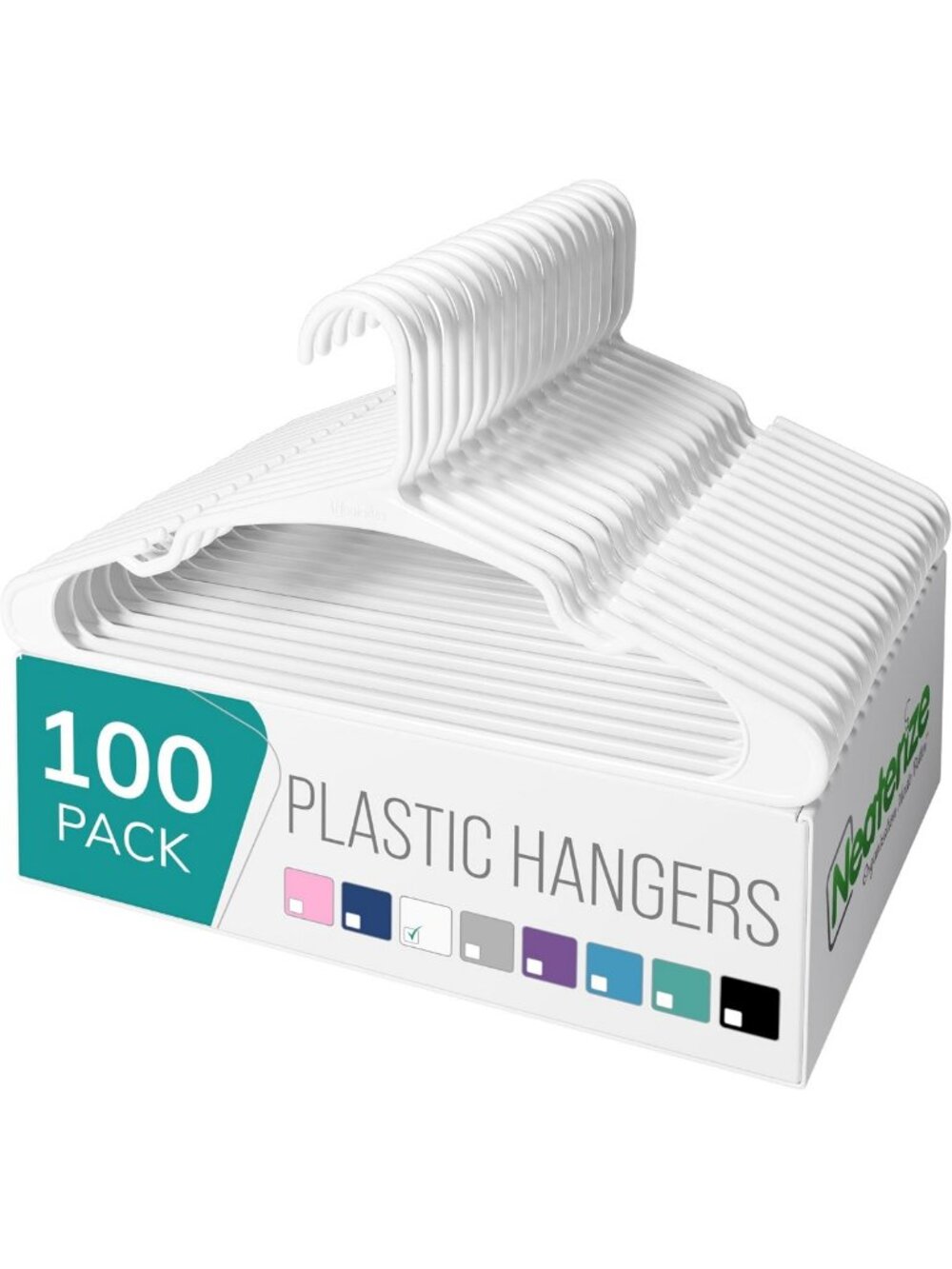 100 Pack Plastic Clothes Hangers - Space-Saving Coat Hangers for Closet